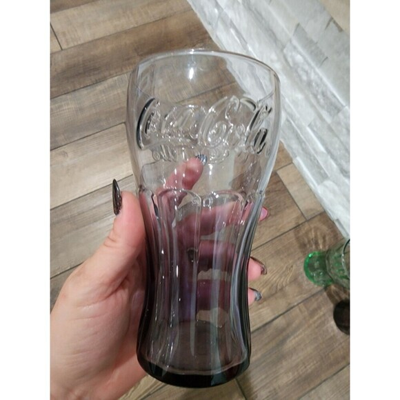 Mcdonalds Coca-Cola glasses Green, Red, Brown & Purple Set Of 4 - Picture 6 of 10